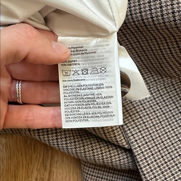 H&M Brown Houndstooth Oversized Blazer - Picture 7 of 8